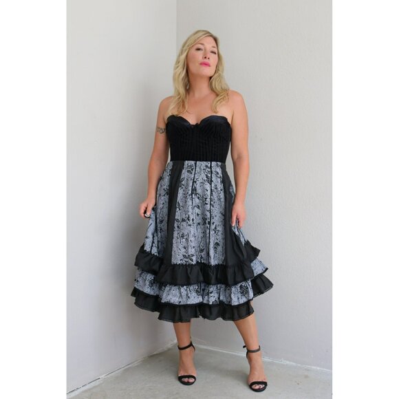 1970's Vintage Western Florals Line Dance Skirt // Women's Extra Large to XXL - Picture 6 of 10